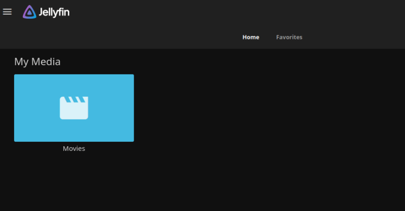 Jellyfin homepage with personal media folder.
