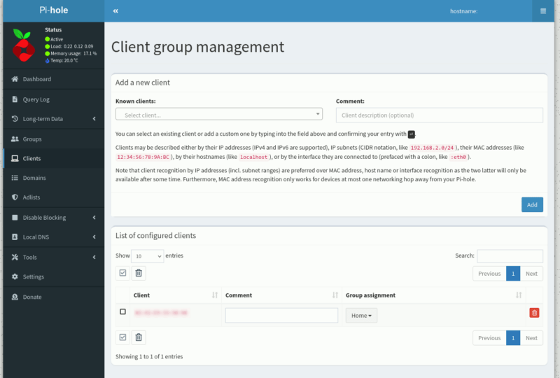 Pi Hole Client Management