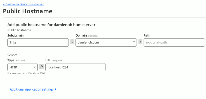 Cloudflare Add Public Hostname