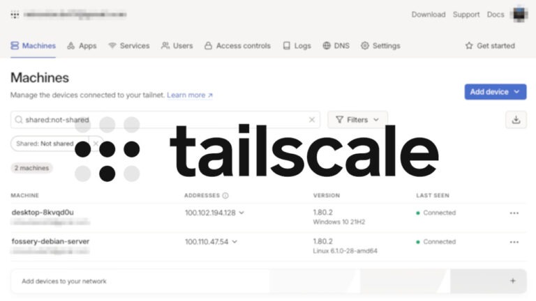 A picture showing the Tailscale web console.